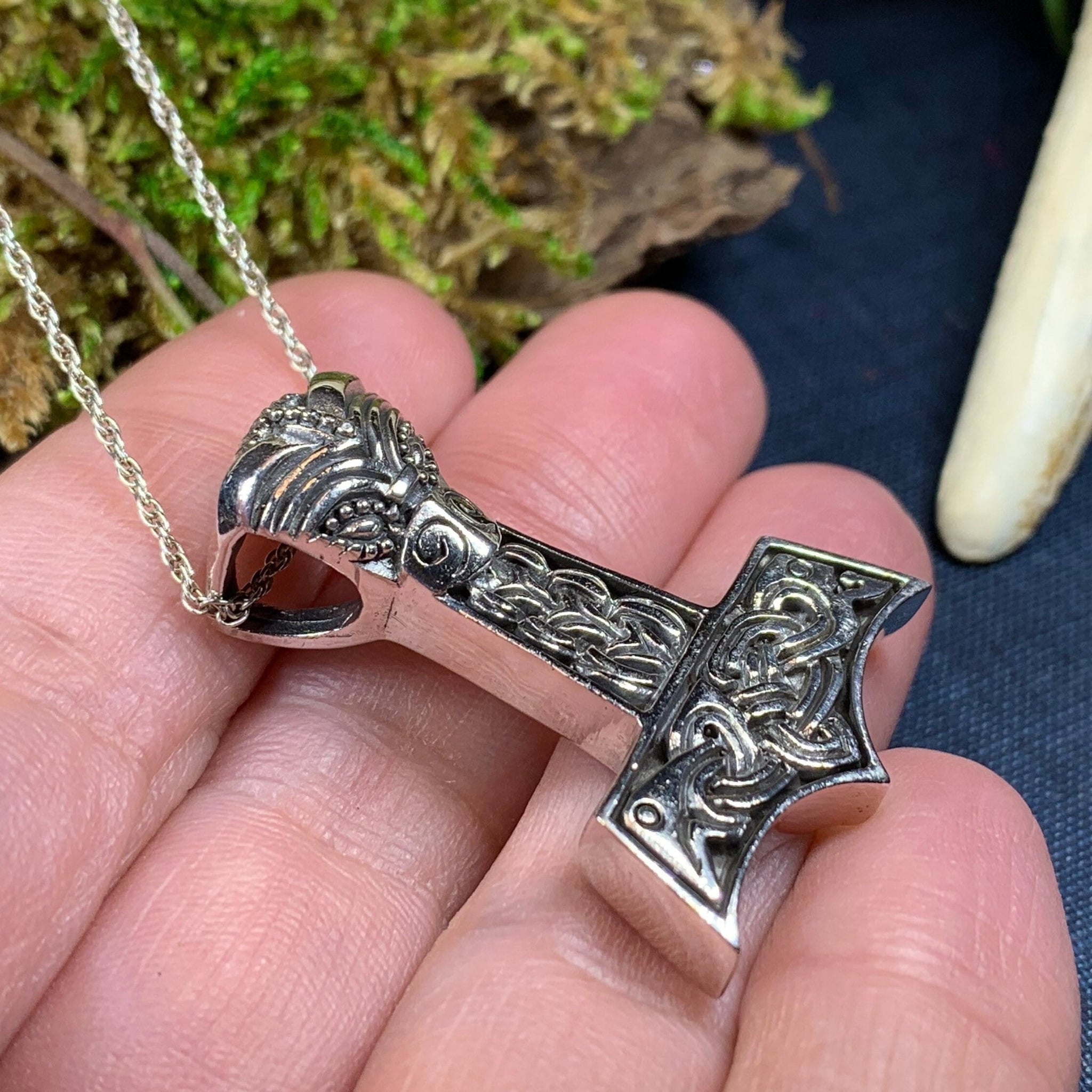 Small Triquetra Hammer - Bronze or Sterling Silver Thor's Hammer Necklace –  Sons of Vikings